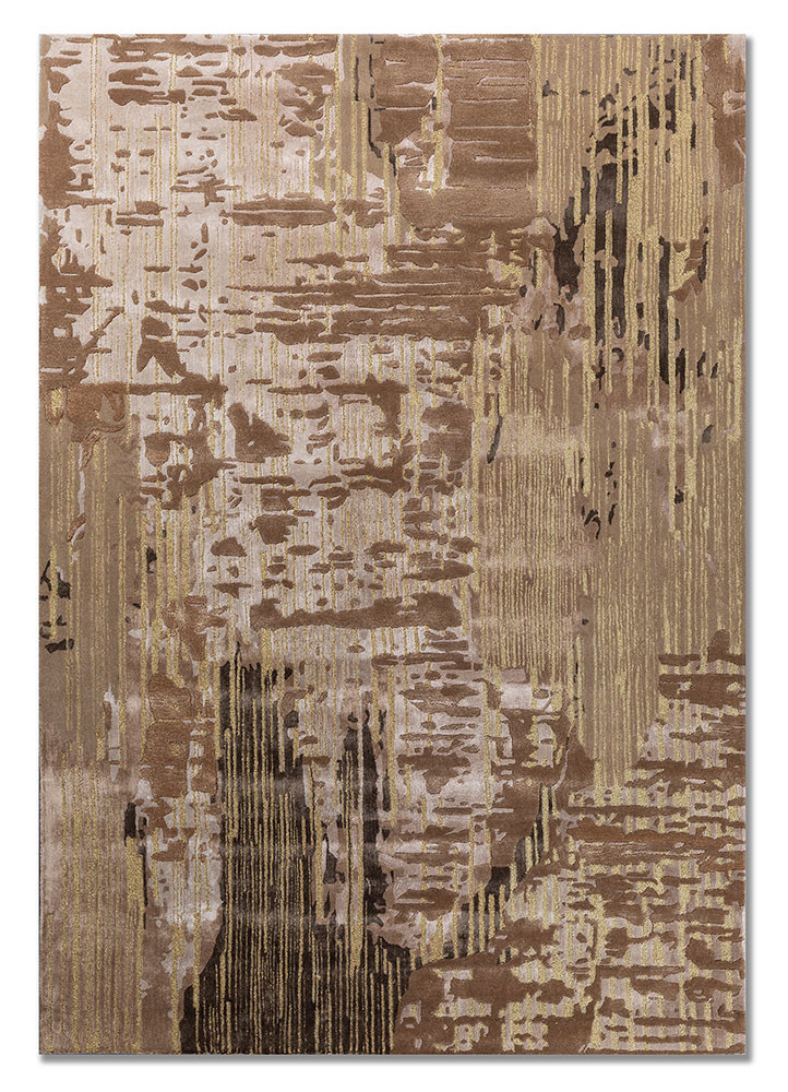 beige and brown beige and brown wool and viscose hand tufted Rug