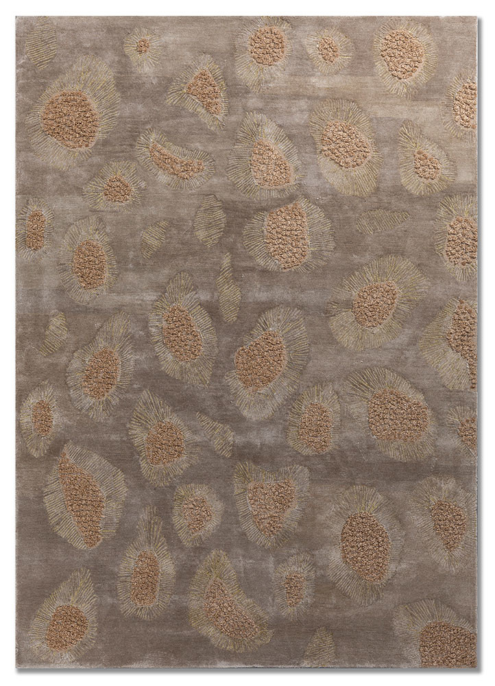 aurelia beige and brown wool and viscose hand tufted Rug - HeadShot