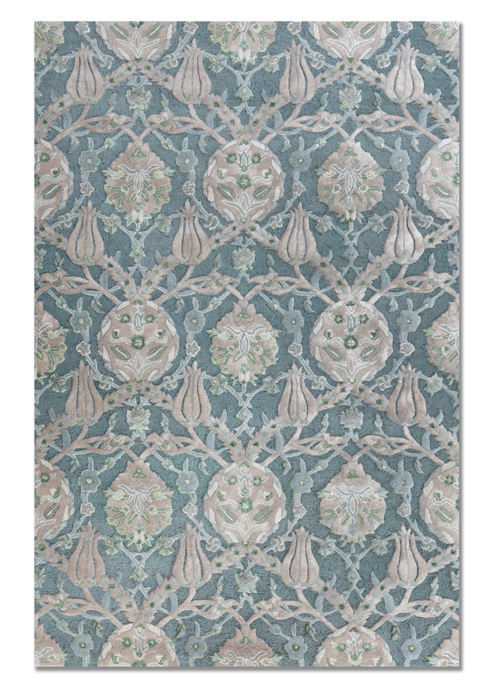 aprezo blue wool and viscose hand tufted Rug - HeadShot aprezo blue wool and viscose hand tufted Rug - HeadShot