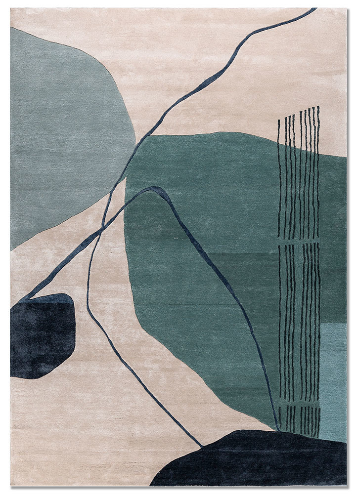 ivory ivory wool and viscose hand tufted Rug