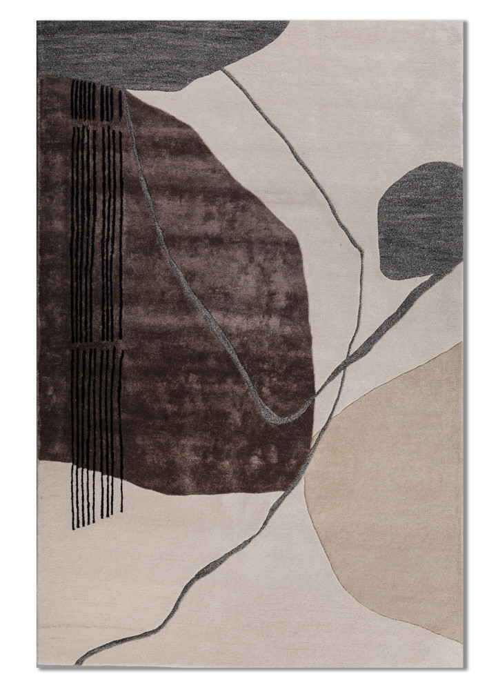 ivory ivory wool and viscose hand tufted Rug