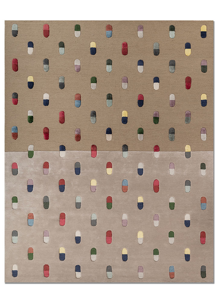 placebo beige and brown wool and viscose hand tufted Rug - HeadShot placebo beige and brown wool and viscose hand tufted Rug - HeadShot