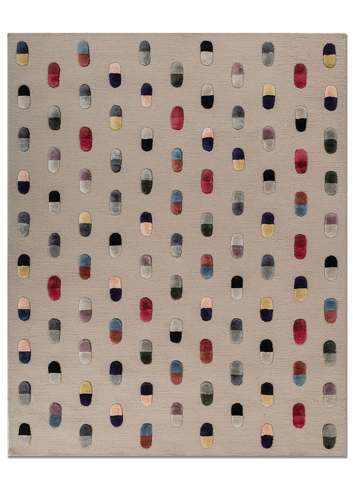 ivory pills ivory wool and viscose hand tufted Rug
