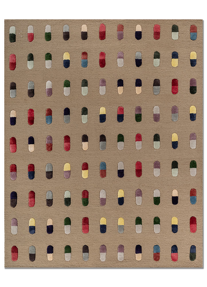 placebo beige and brown wool and viscose hand tufted Rug - HeadShot placebo beige and brown wool and viscose hand tufted Rug - HeadShot