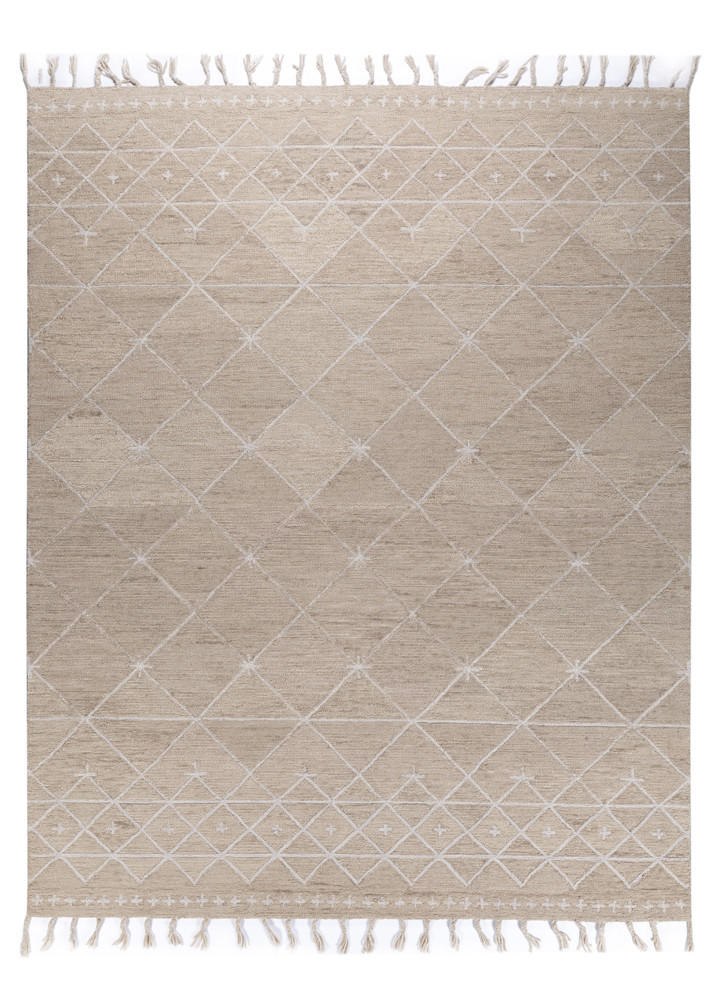 erbe beige and brown wool hand tufted Rug - HeadShot