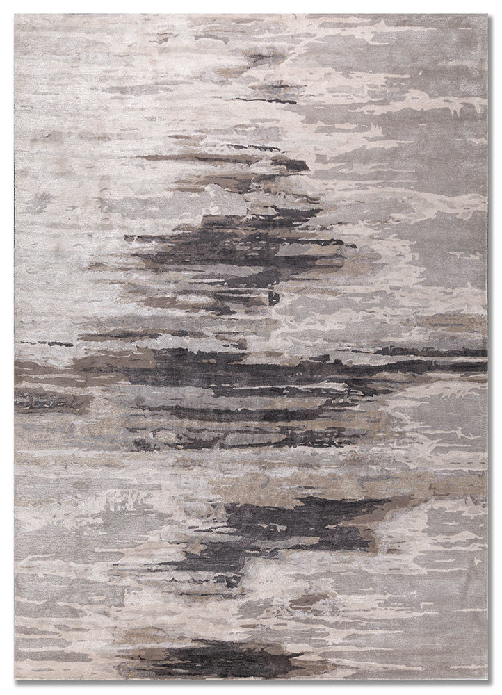genesis grey and black wool and viscose hand tufted Rug - HeadShot genesis grey and black wool and viscose hand tufted Rug - HeadShot