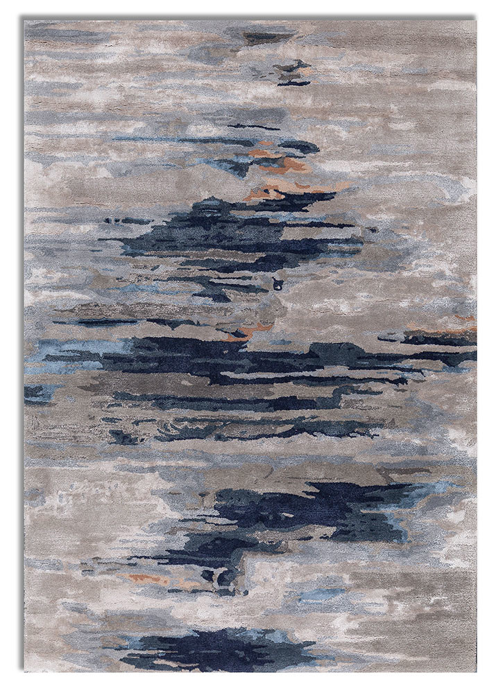 genesis grey and black wool and viscose hand tufted Rug - HeadShot genesis grey and black wool and viscose hand tufted Rug - HeadShot