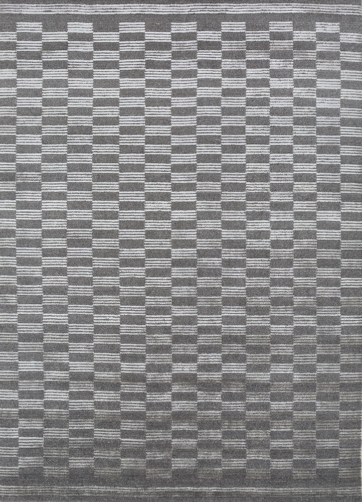 basis grey and black wool and viscose hand loom Rug - HeadShot basis grey and black wool and viscose hand loom Rug - HeadShot