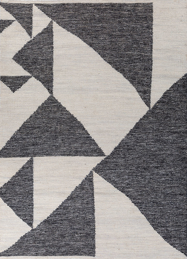 grey and black grey and black wool and viscose flat weaves Rug