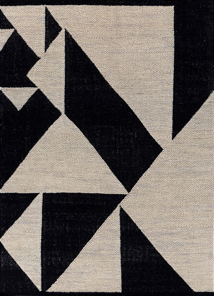 grey and black grey and black wool and viscose flat weaves Rug
