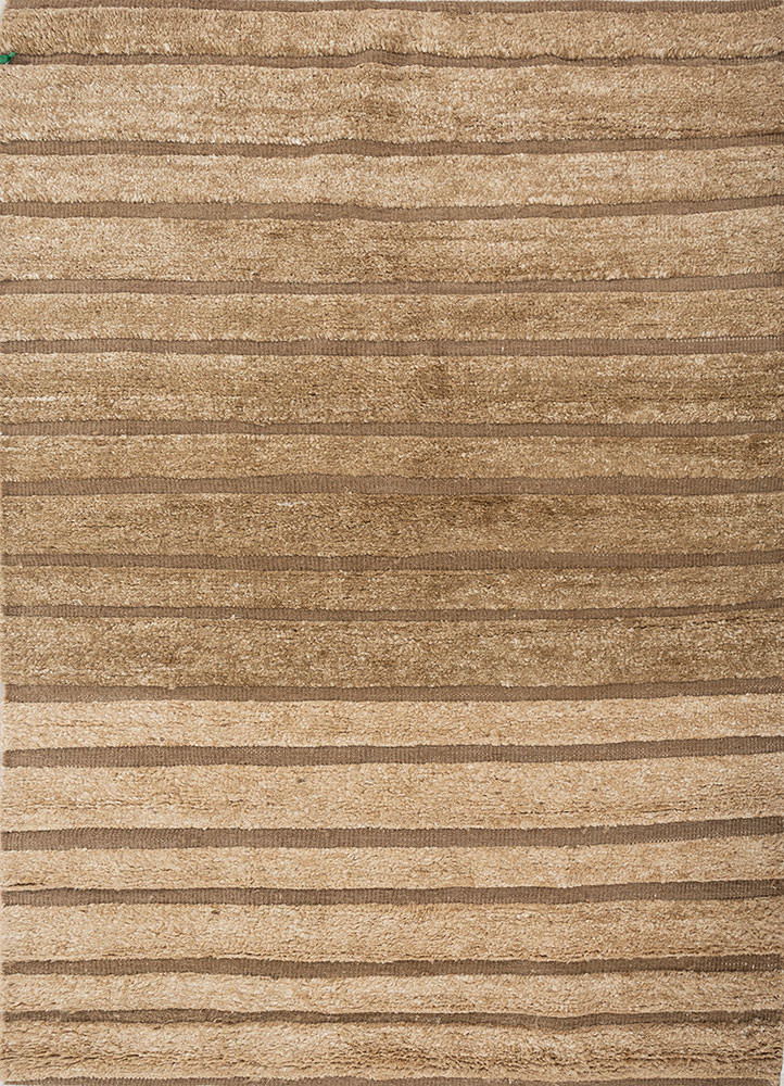 azalea beige and brown wool and silk hand knotted Rug - HeadShot