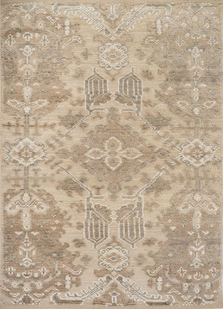 erbe beige and brown wool hand knotted Rug - HeadShot erbe beige and brown wool hand knotted Rug - HeadShot