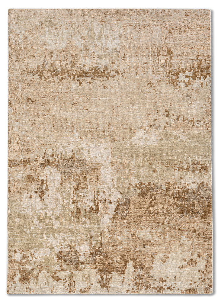 entropy beige and brown wool and silk hand knotted Rug - HeadShot entropy beige and brown wool and silk hand knotted Rug - HeadShot