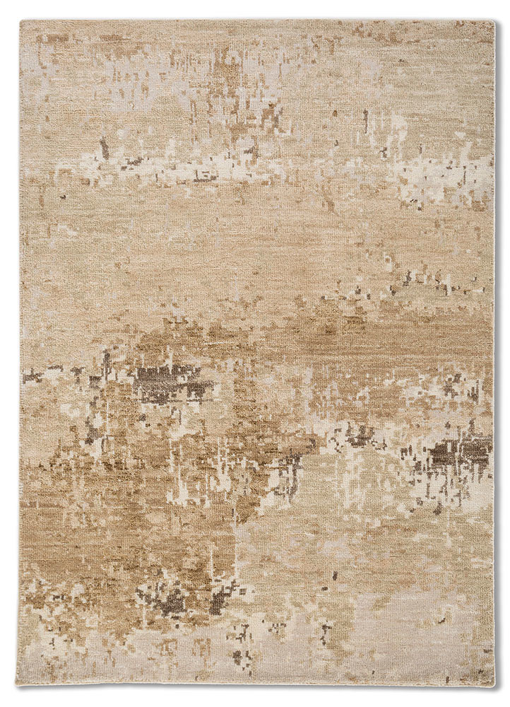 entropy gold wool and silk hand knotted Rug - HeadShot entropy gold wool and silk hand knotted Rug - HeadShot