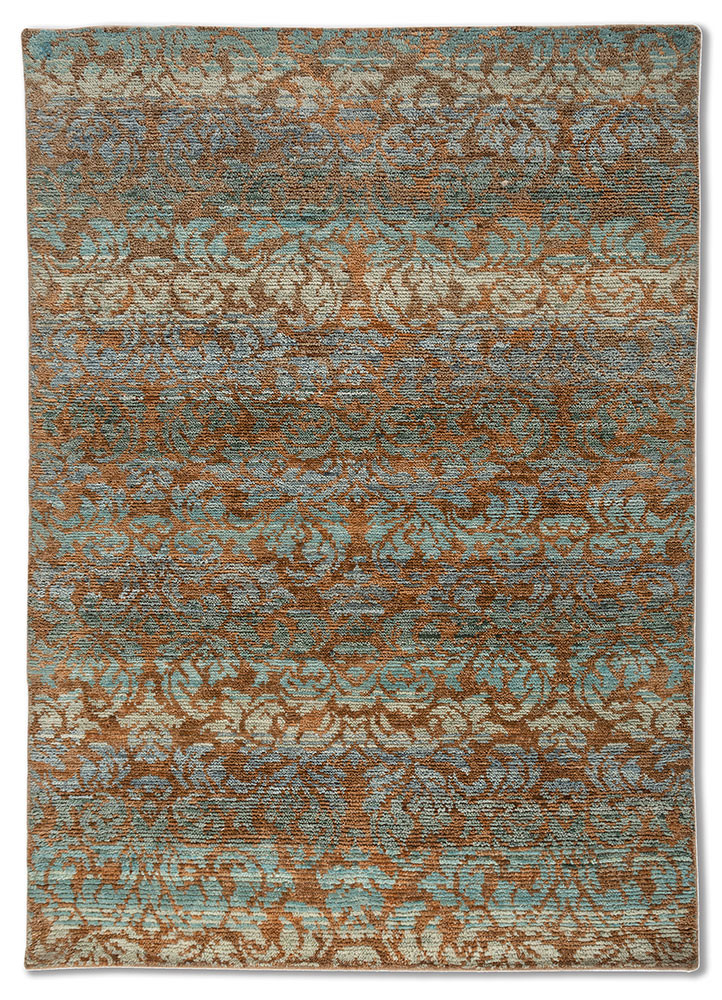 aprezo red and orange wool hand knotted Rug - HeadShot