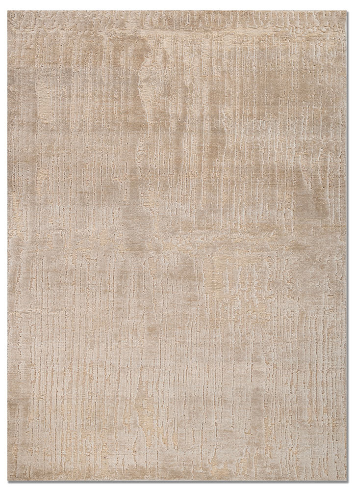aprezo beige and brown silk hand knotted Rug - HeadShot