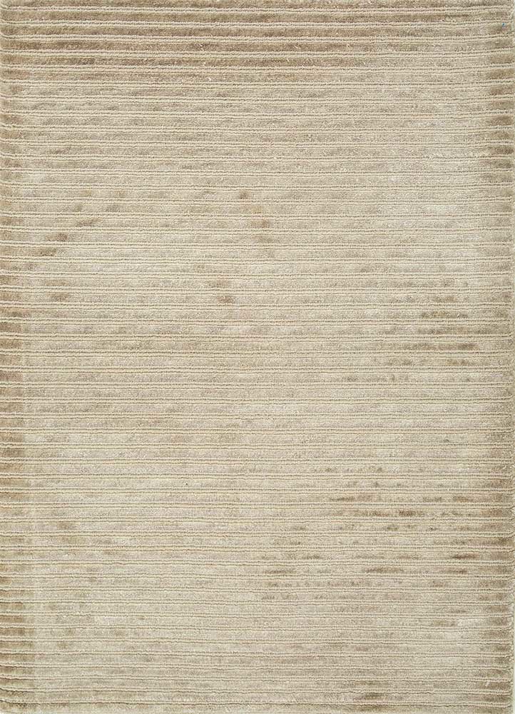 far east ivory wool and silk flat weaves Rug - HeadShot