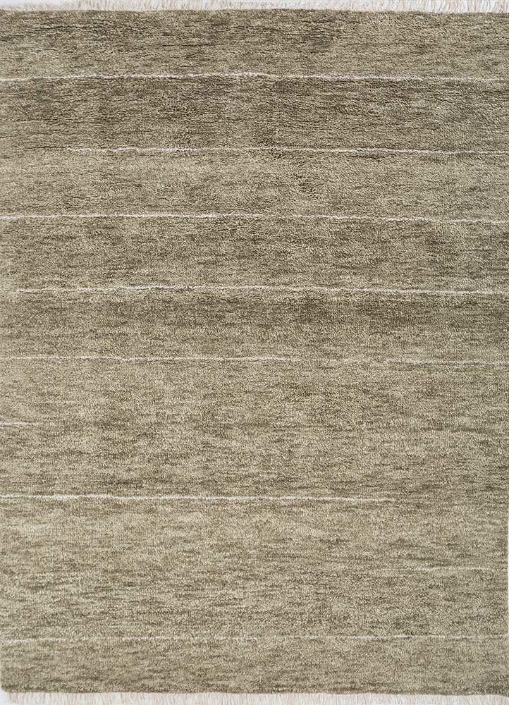 hula green wool and silk hand knotted Rug - HeadShot