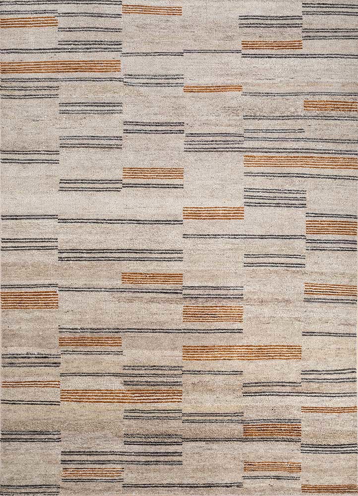  beige and brown afghan wool hand knotted Rug