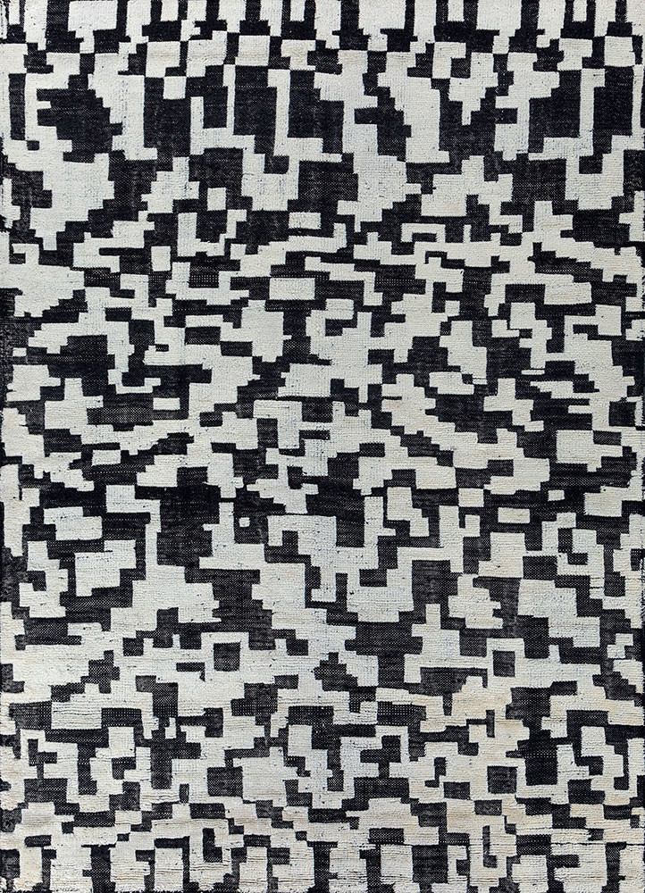  grey and black wool hand knotted Rug