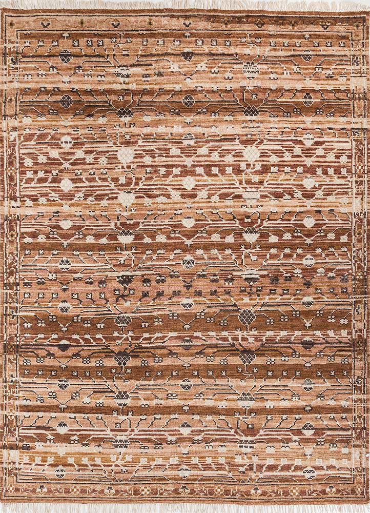 viscaya red and orange wool hand knotted Rug - HeadShot