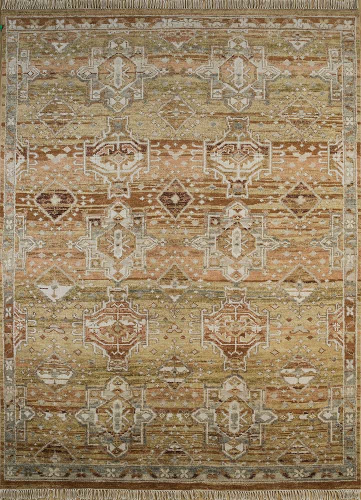 viscaya beige and brown wool hand knotted Rug - HeadShot