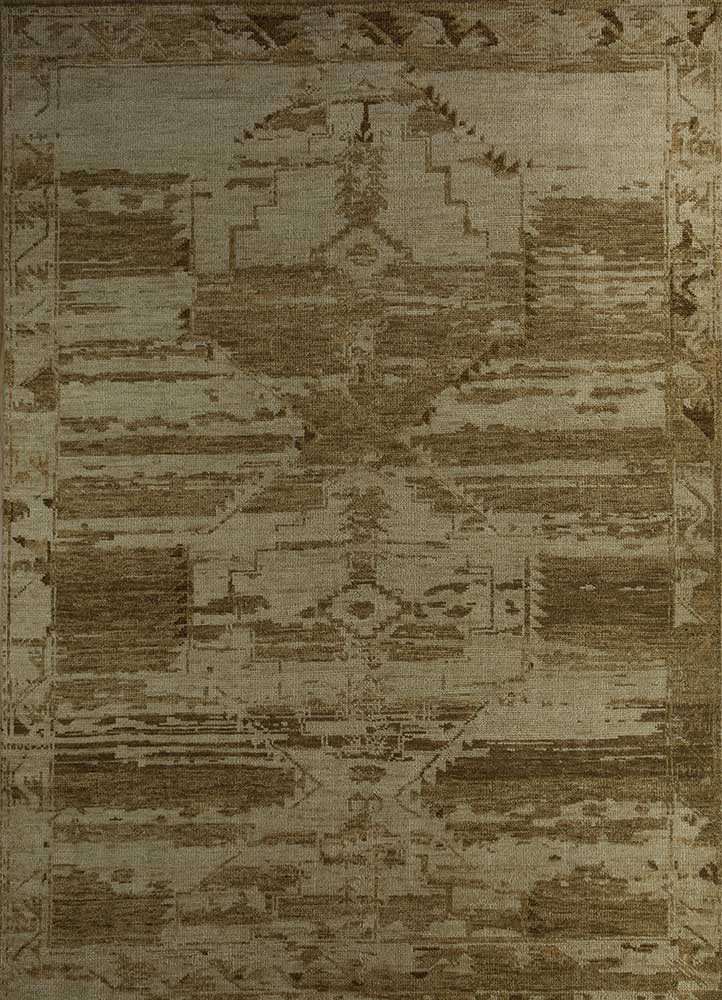 manifest gold wool hand knotted Rug - HeadShot