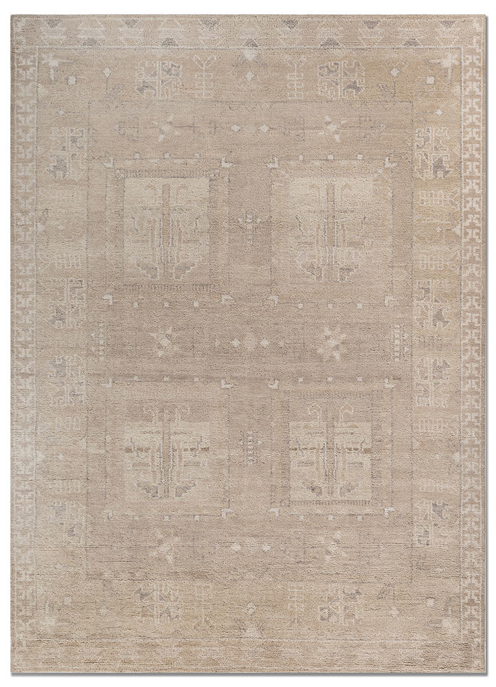 thyme ivory wool hand knotted Rug - HeadShot