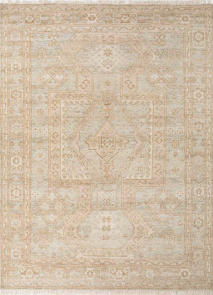 thyme ivory wool hand knotted Rug - HeadShot