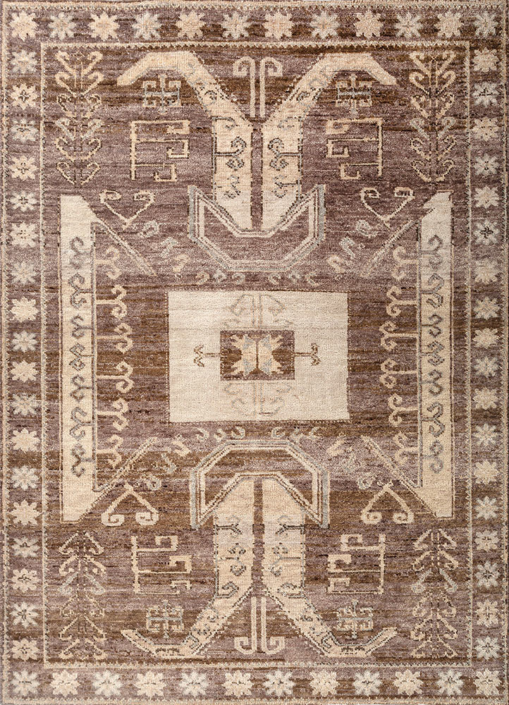 thyme beige and brown wool hand knotted Rug - HeadShot thyme beige and brown wool hand knotted Rug - HeadShot