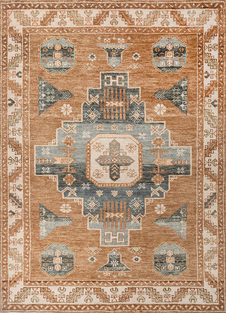 thyme beige and brown wool hand knotted Rug - HeadShot thyme beige and brown wool hand knotted Rug - HeadShot