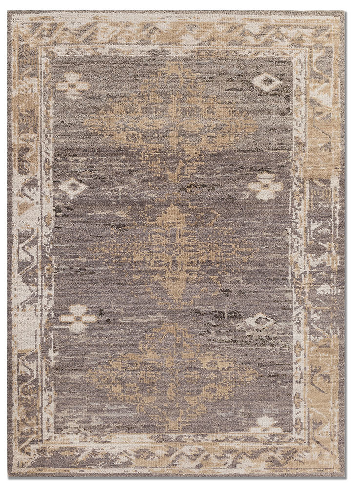 grey and black grey and black wool hand knotted Rug