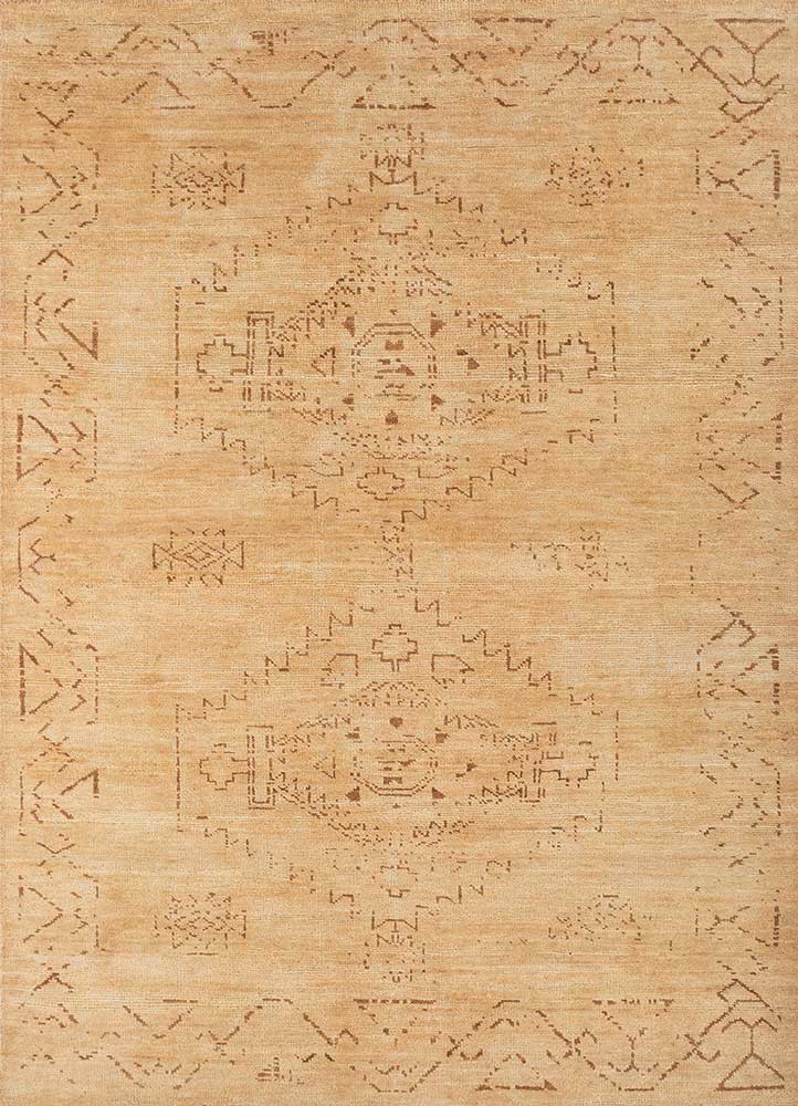 thyme gold wool hand knotted Rug - HeadShot