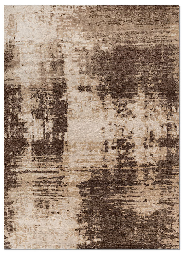 aprezo ivory wool and bamboo silk hand knotted Rug - HeadShot
