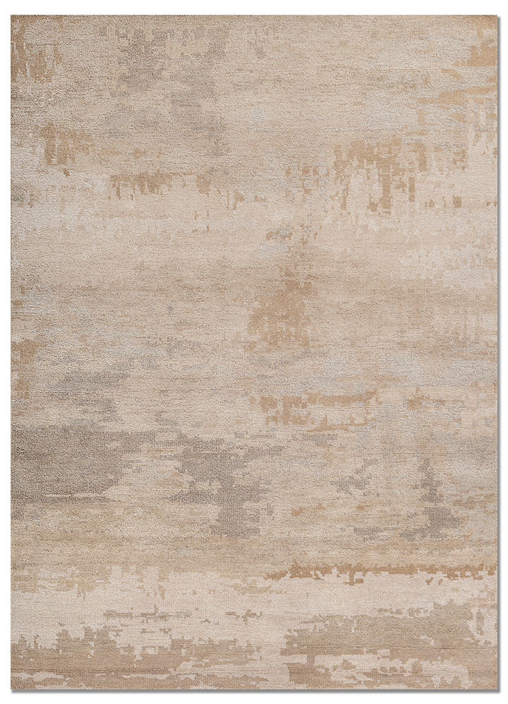 aprezo ivory wool and bamboo silk hand knotted Rug - HeadShot
