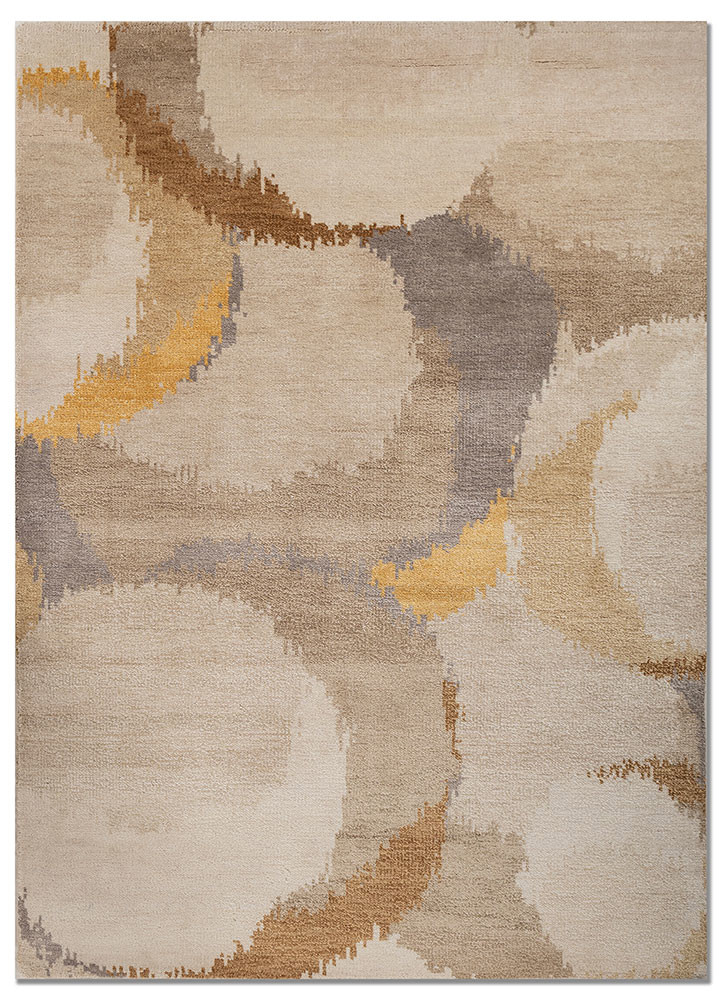 aprezo ivory wool and bamboo silk hand knotted Rug - HeadShot