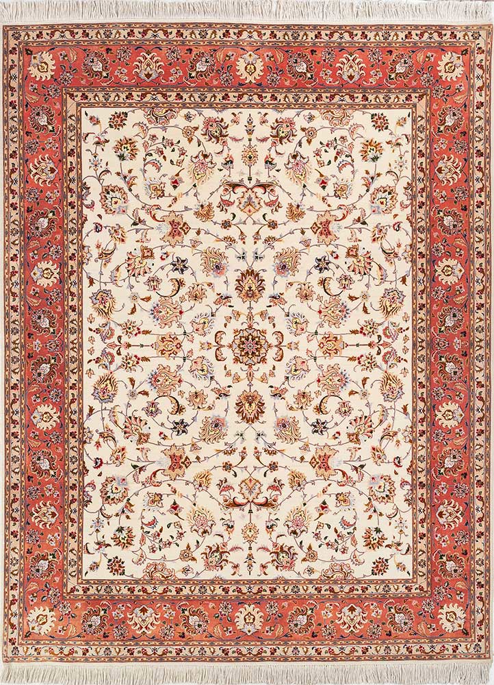 aalam red and orange acrylic hand knotted Rug - HeadShot