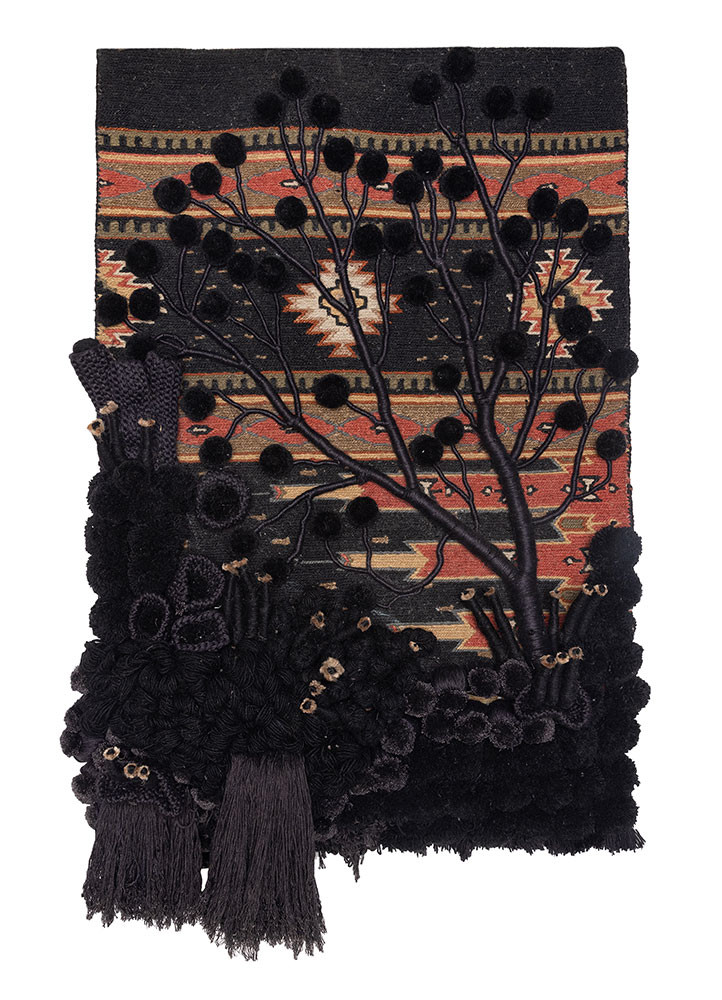 wall installation grey and black wool and bamboo silk wall art WALL ART & TAPESTRY - HeadShot
