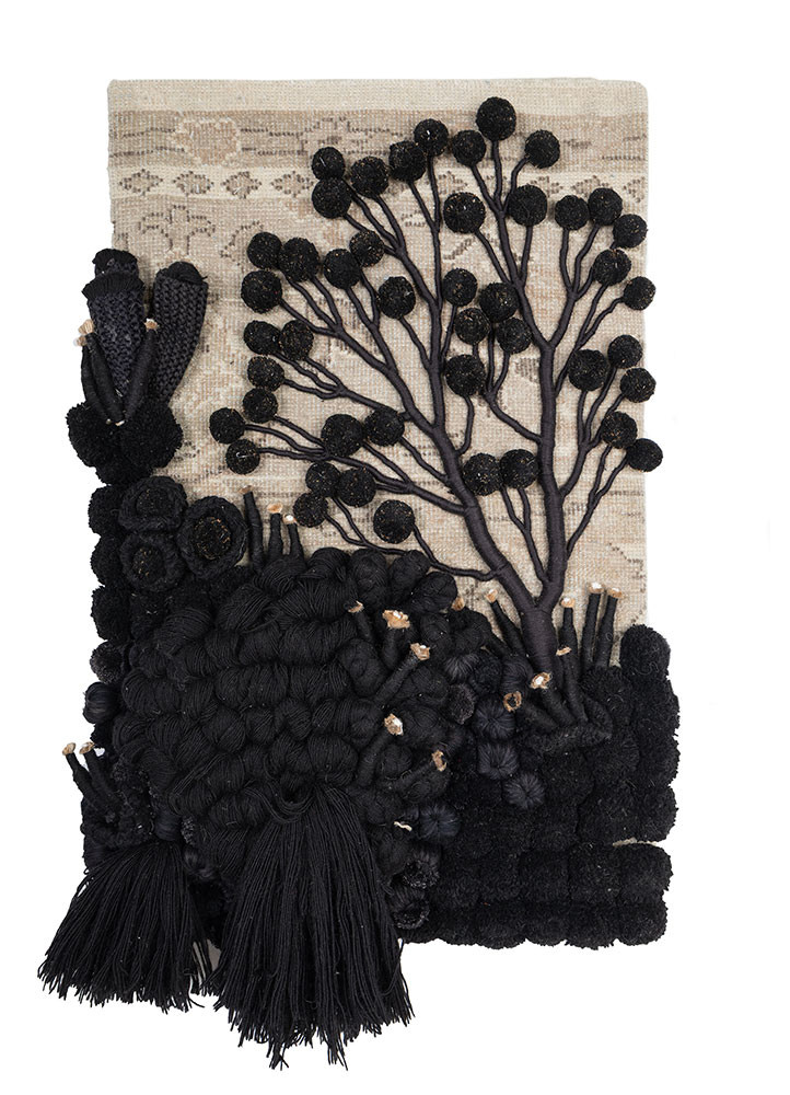 wall installation grey and black wool and bamboo silk wall art WALL ART & TAPESTRY - HeadShot wall installation grey and black wool and bamboo silk wall art WALL ART & TAPESTRY - HeadShot