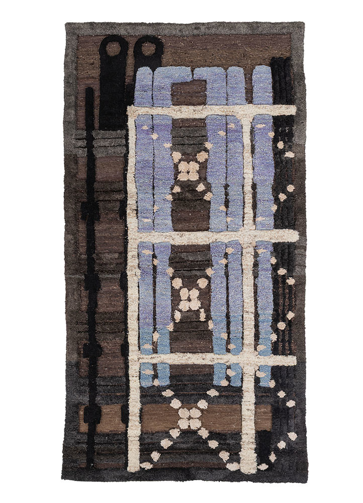 exposed spine beige and brown wool and bamboo silk hand knotted WALL ART & TAPESTRY - HeadShot