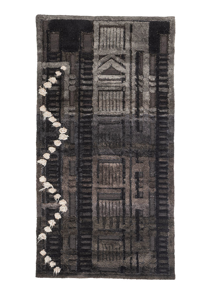 exposed spine blue wool and bamboo silk hand knotted WALL ART & TAPESTRY - HeadShot exposed spine blue wool and bamboo silk hand knotted WALL ART & TAPESTRY - HeadShot