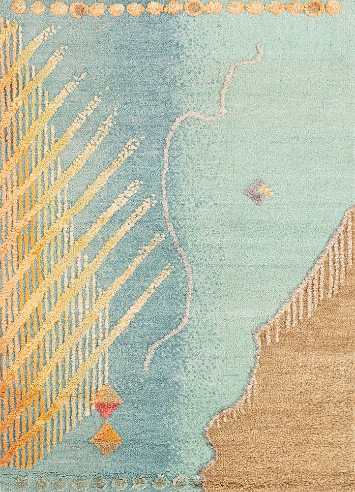 aprezo blue wool and bamboo silk hand knotted Rug - HeadShot aprezo blue wool and bamboo silk hand knotted Rug - HeadShot