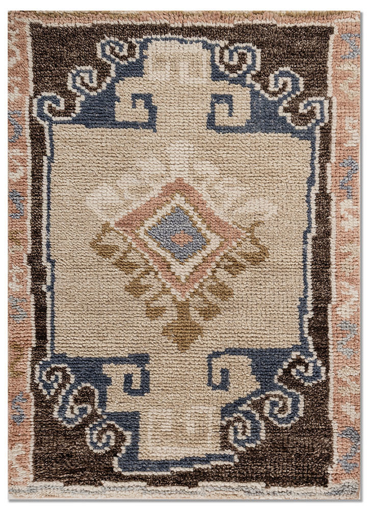 aprezo beige and brown wool hand knotted Rug - HeadShot aprezo beige and brown wool hand knotted Rug - HeadShot