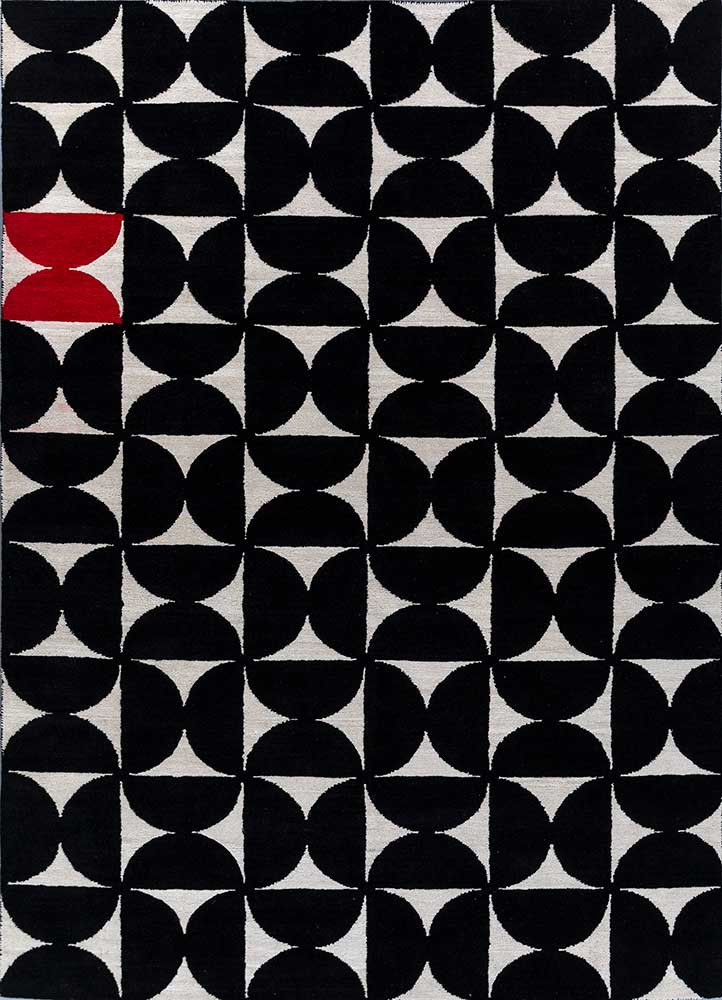 aprezo grey and black wool hand knotted Rug - HeadShot