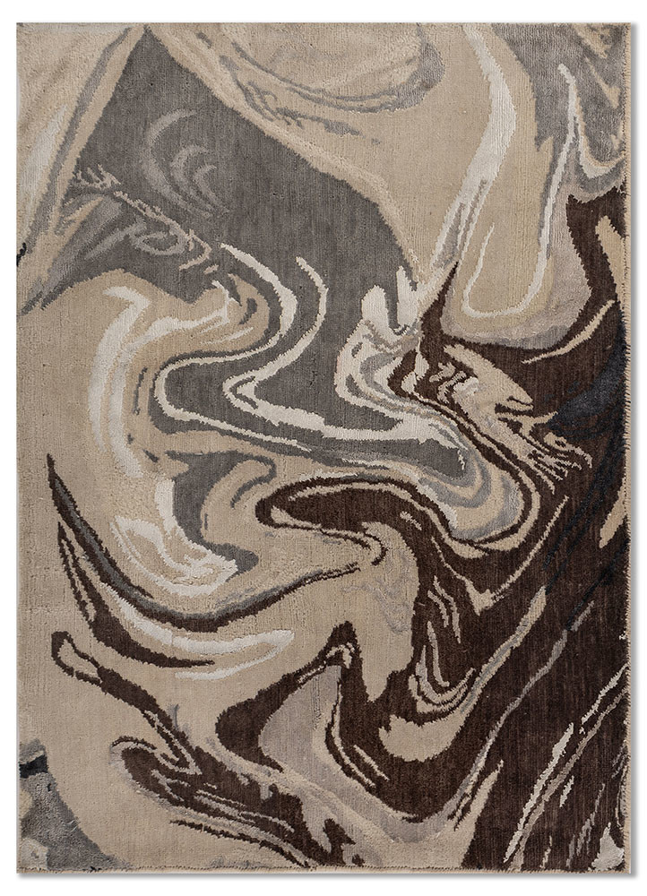 aprezo ivory wool and bamboo silk hand knotted Rug - HeadShot