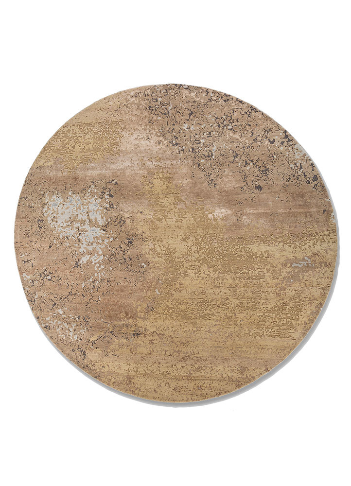 entropy gold wool and bamboo silk hand knotted Rug - HeadShot