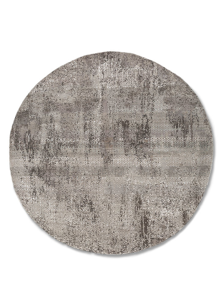 entropy grey and black wool and bamboo silk hand knotted Rug - HeadShot