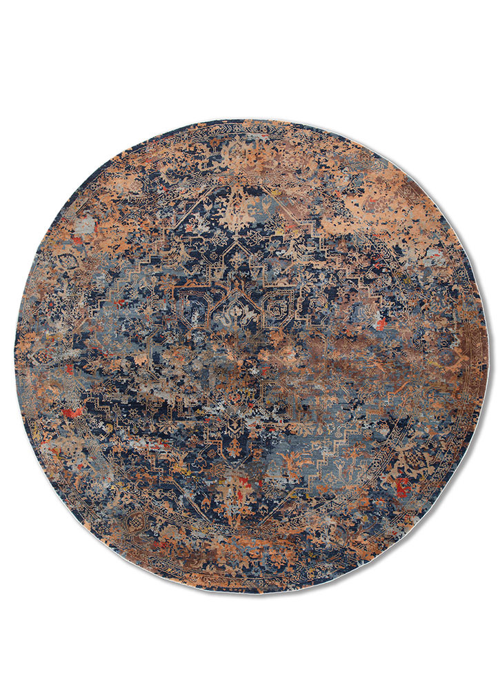 far east blue wool and bamboo silk hand knotted Rug - HeadShot far east blue wool and bamboo silk hand knotted Rug - HeadShot