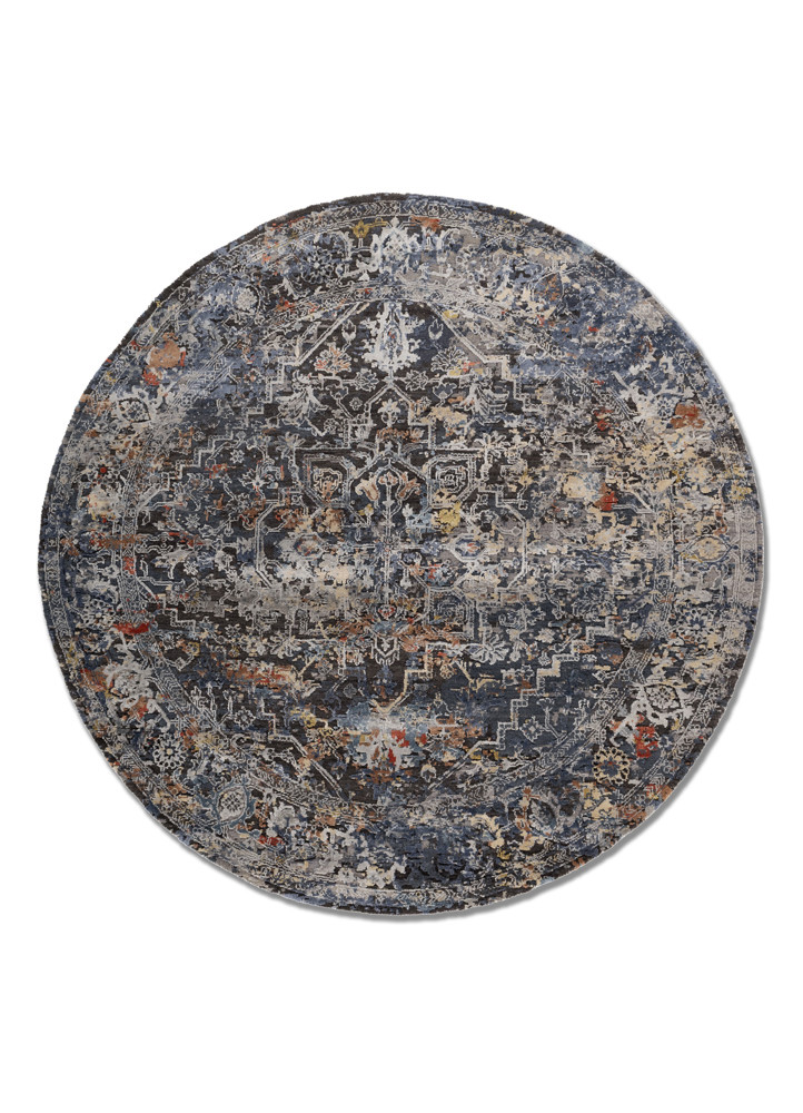 far east grey and black wool and bamboo silk hand knotted Rug - HeadShot far east grey and black wool and bamboo silk hand knotted Rug - HeadShot
