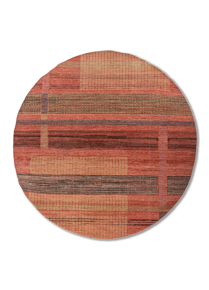 blythe red and orange wool hand knotted Rug - HeadShot